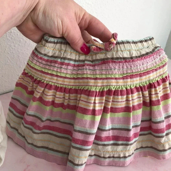 Baby Gap skirt outfit Bee Happy pastel linen stripes size 3-6 months - Picture 11 of 13